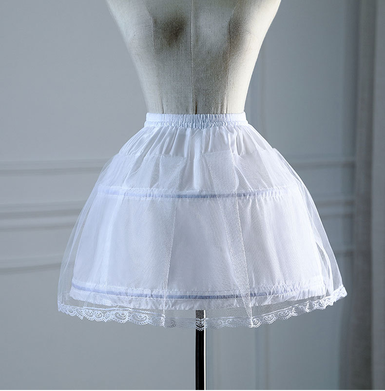 White Petticoat For Girls Crinoline Underskirt Flower Girl Prom Ball Gown Dress Puffy Skirt Jupon 2 Hoops